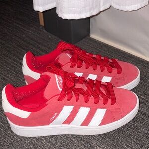 adidas Red & White Suede Campus Sneakers